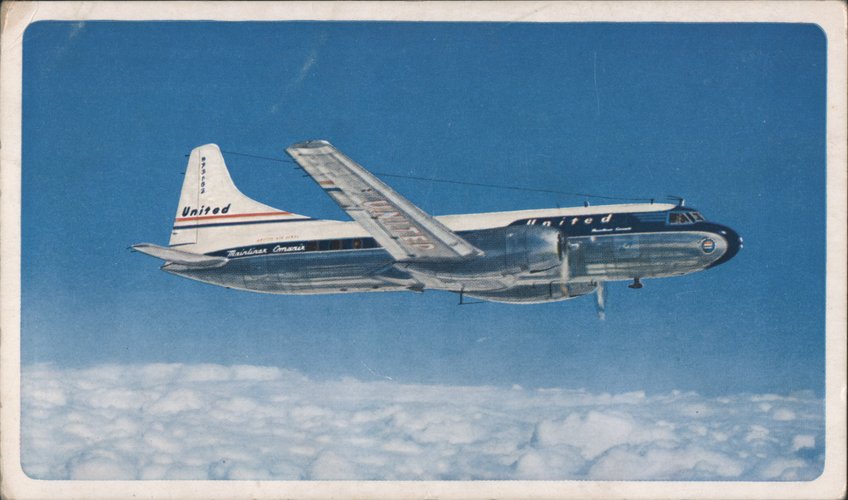 United Air Lines Mainliner Convair Airplane in Flight