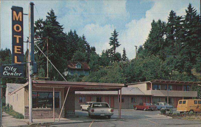 City Center Motel Shelton WA, Cars, Pine Trees Washington