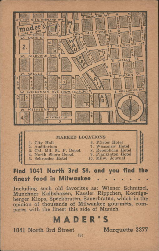 Mader's Famous Restaurant, German Food, Milwaukee WI Wisconsin
