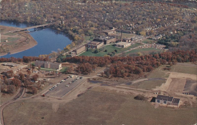 Eau Claire State College Aerial View, Chippewa River Wisconsin