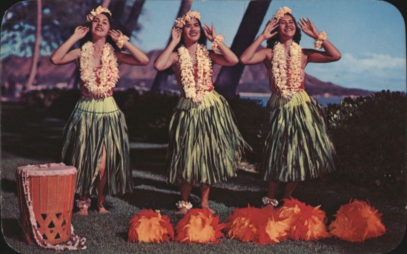 Hula Maidens Dancing, Halekulani Hotel, Waikiki Hawaii