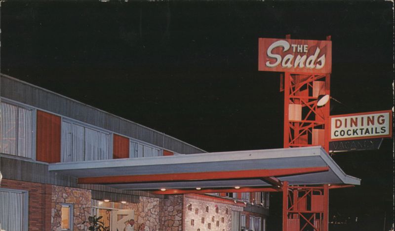 The Sands Motel Dining Cocktails Neon Sign at Night