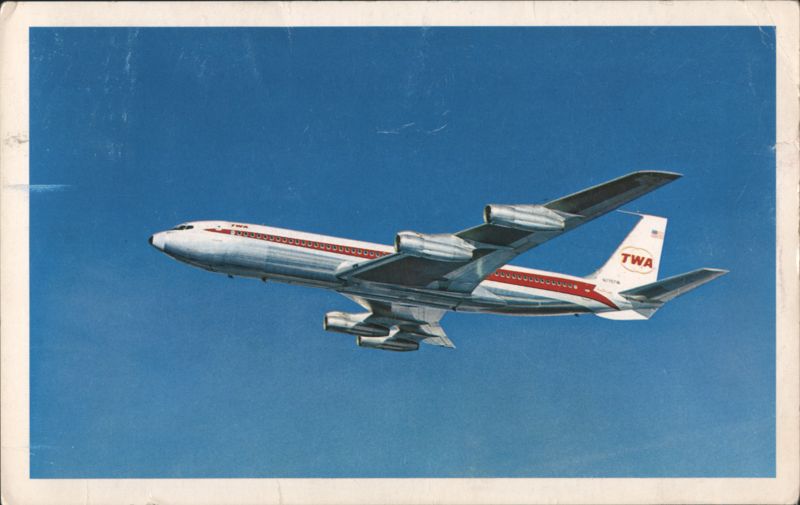 TWA StarStream Jet Airplane in Flight N7070N Aircraft