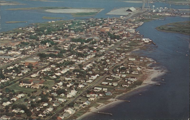 Morehead City NC Aerial View Waterfront & Fishing North Carolina