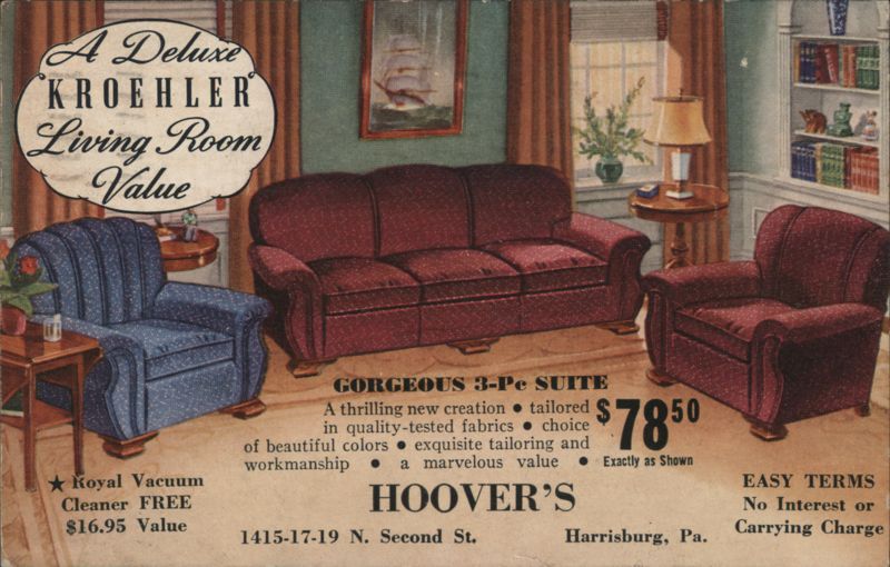 Kroehler Living Room Suite & Free Royal Vacuum Cleaner Harrisburg Pennsylvania