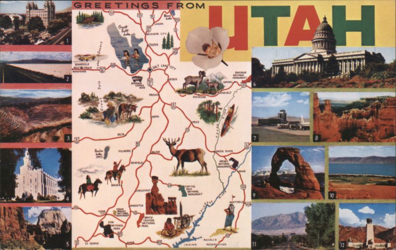 Greetings From Utah Map & Landmarks MIKE ROBERTS