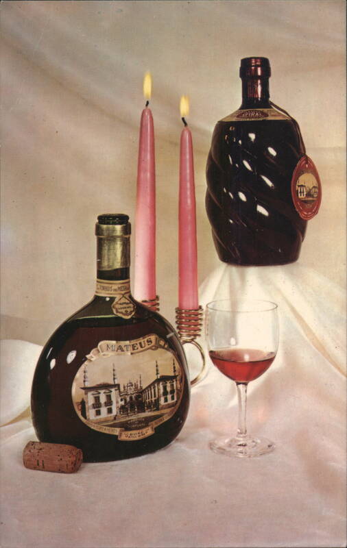 Mateus Rosé Wine Bottles, Candles & Glass Advertising