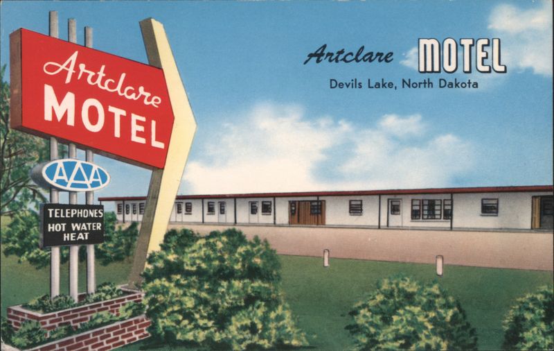 Artclare Motel, AAA, Telephones, Hot Water Heat Devils Lake North Dakota