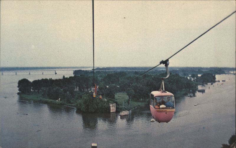 New Sky Cruise Gondola Cable Car over Mississippi River Quincy Illinois