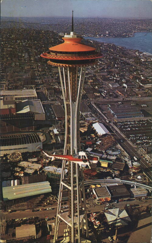 Space Needle with Helicopter, Seattle Washington