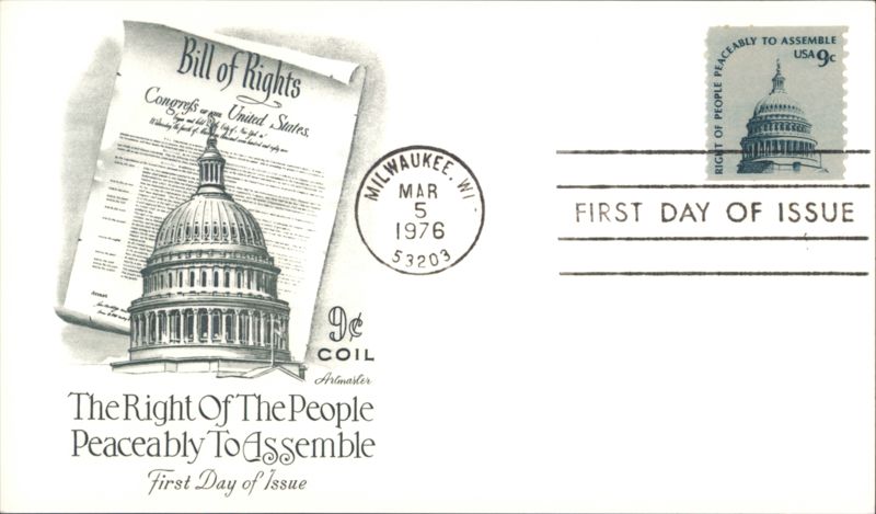 Bill of Rights, Right to Assemble, First Day of Issue Milwaukee Wisconsin