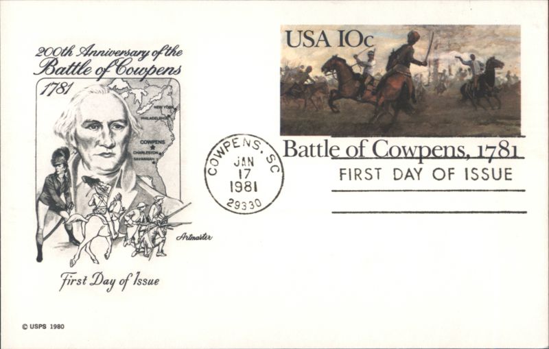 Battle of Cowpens 200th Anniversary First Day of Issue South Carolina