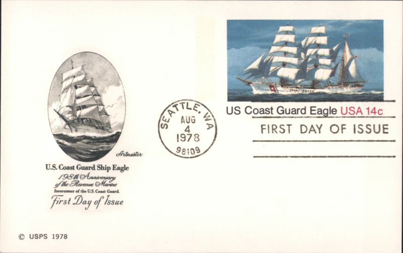 US Coast Guard Eagle Ship, First Day of Issue Artmaster