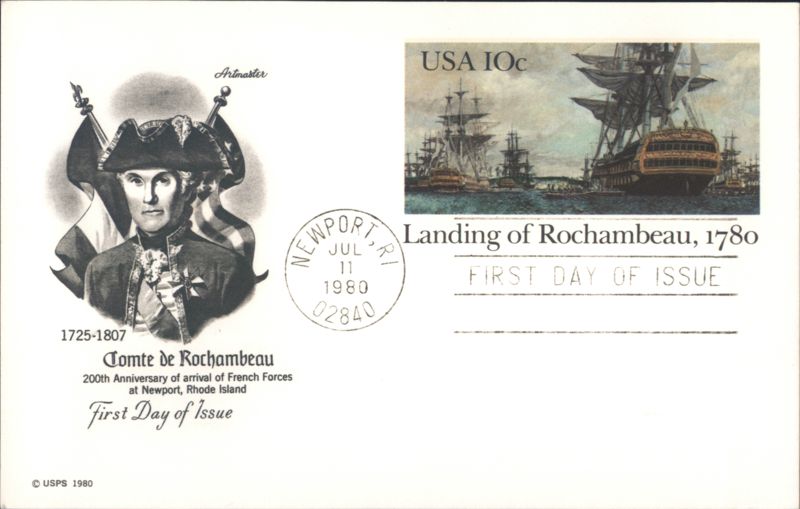 Comte de Rochambeau Landing, Newport, RI First Day Cover Rhode Island