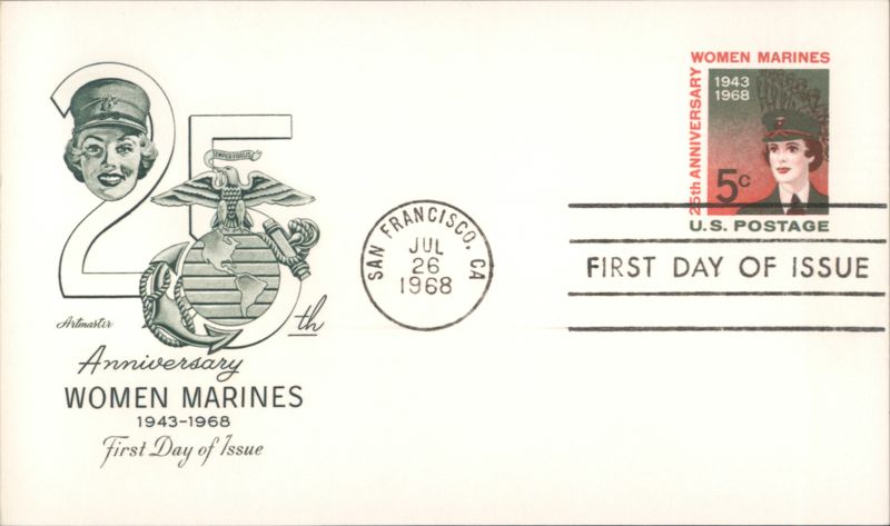 25th Anniversary Women Marines 1943-1968 First Day Issue