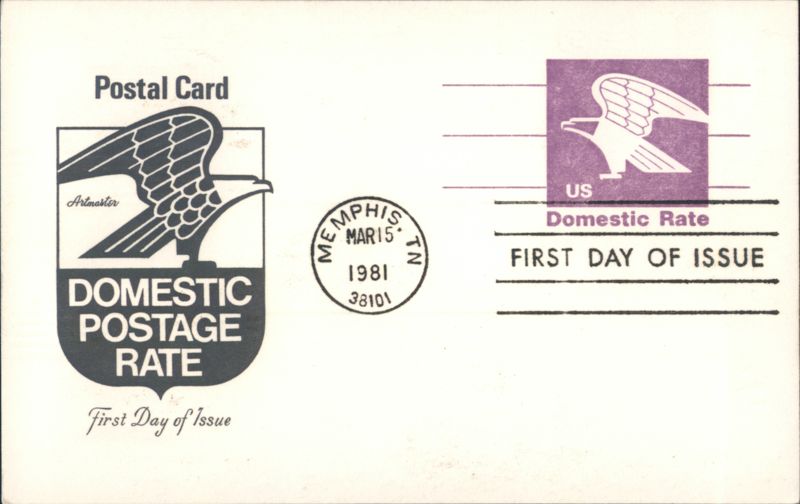 First Day of Issue Domestic Postage Rate Eagle First Day Issue Cards
