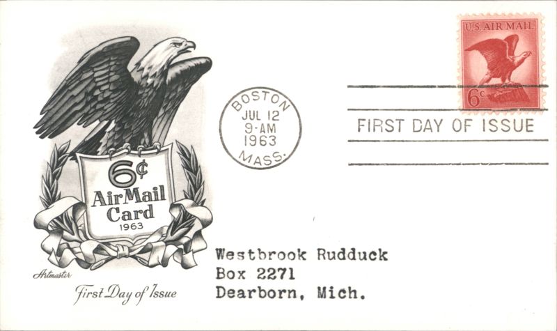 Bald Eagle 6¢ Air Mail Card First Day of Issue 1963
