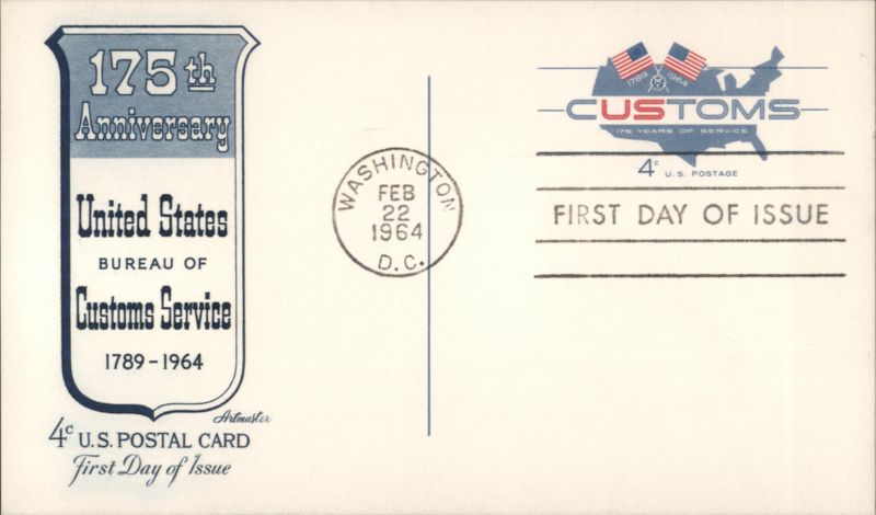 175th Anniversary US Customs Service First Day of Issue 1964