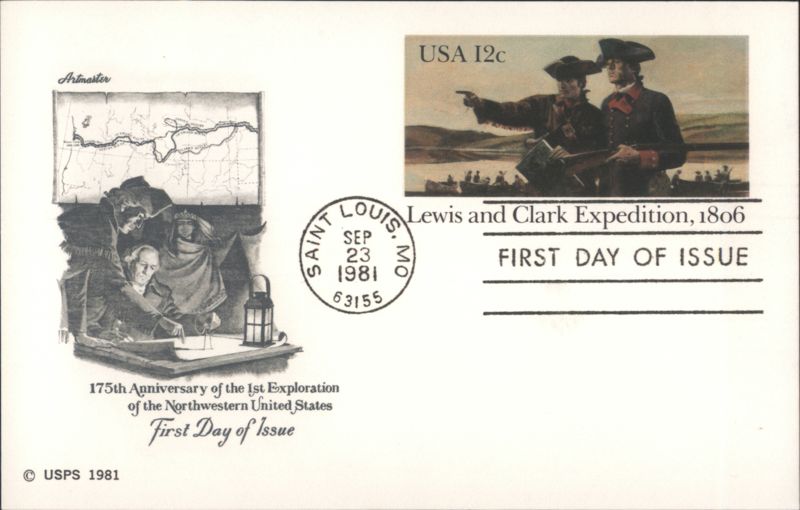 Lewis & Clark Expedition 1806 First Day of Issue Artmaster