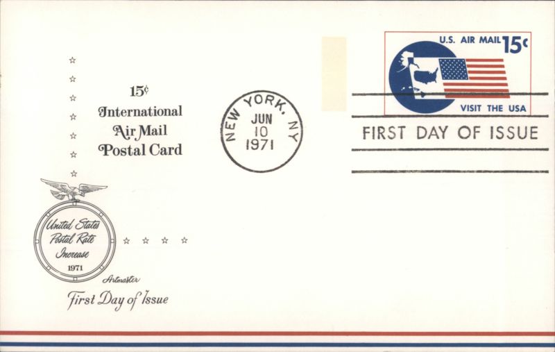 15¢ International Air Mail Postal Card First Day Issue 1971