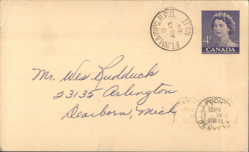 Canada to Dearborn MI Mail, Queen Elizabeth II Stamp