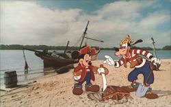 Mickey Mouse & Goofy Uncover Treasure on Discovery Island Postcard