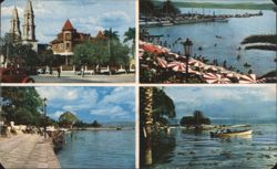 Chapala, Jalisco - Breakwater, Beach, Lagoon, Temple & Residence Postcard