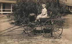 Mrs. John Ingrahm in Jefferson Davis's Buggy at Beauvoir Postcard