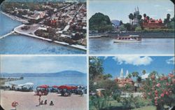 Four Views of Chapala - Lake, Town, Beach, Garden Postcard