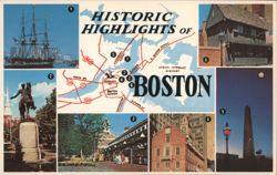 Historic Highlights of Boston Postcard