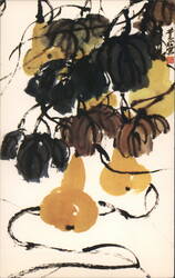 Yeh-jau Liu Ink & Color Painting of Gourds Postcard
