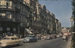 Wiesbaden Wilhelmstraße Street Scene, Cars & Buildings Postcard