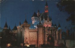 Sleeping Beauty's Castle, Disneyland at Night Postcard