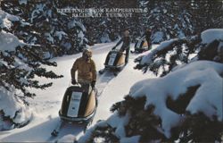 Greetings from Kampersville, Salisbury, Vermont - Snowmobiles Postcard