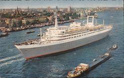 s.s. Rotterdam in City Harbor Postcard
