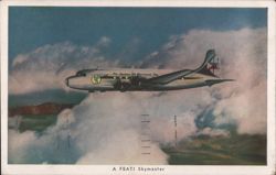 FEATI Skymaster DC-4 Airplane in Flight Postcard