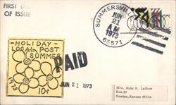 First Day of Issue Summer Local Post & Olympic Games 1973 Postcard