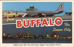 Buffalo The Queen City, Airport & Lake Erie Skyline Postcard