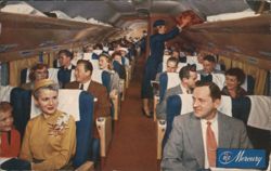 American Airlines DC-7 Main Cabin Passengers Flight Attendant Postcard
