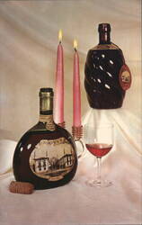 Mateus Rosé Wine Bottles, Candles & Glass Postcard