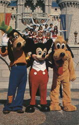 Goofy, Mickey, Pluto & Performers at Walt Disney World Postcard