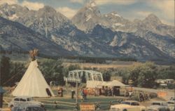 Chuck Wagon at Moose, Jackson Hole, WY - Grand Teton Mtns Postcard