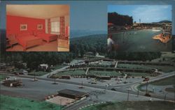 RHEA'S RESORT MOTEL Rooms, Pool, Aerial View - Clarion, PA Postcard