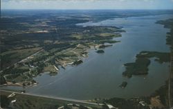 Pymatuning Lake & State Park, Aerial View with Dam Postcard