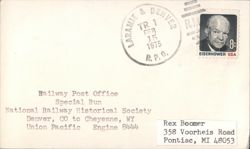 Railway Post Office Special Run Union Pacific Engine 8444 Postcard