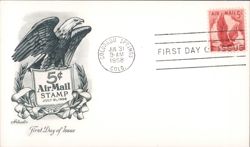 5¢ Air Mail Stamp First Day of Issue Eagle Cachet Postcard