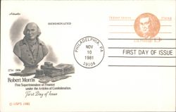 Robert Morris First Day of Issue Bust & Stamp 1981 Postcard