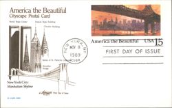 New York City Manhattan Skyline, America the Beautiful Postcard