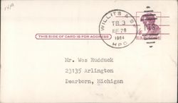 Addressed Card to Mr. Wes Rudduck, Dearborn, MI 1964 Postcard