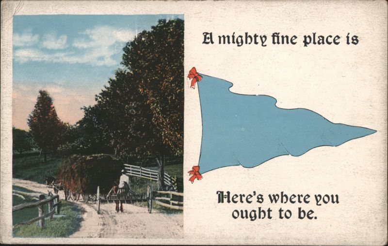 Rural Hay Wagon, Blue Pennant, 'A Mighty Fine Place